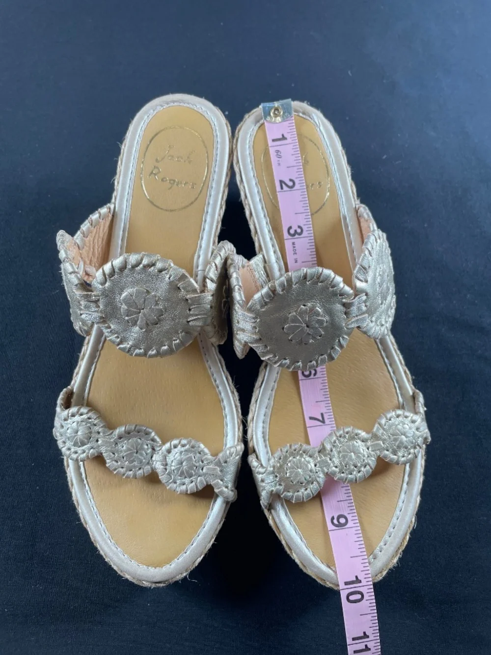 Jack Rogers Shelby Espadrille Wedge 7.5M in Platinum Country